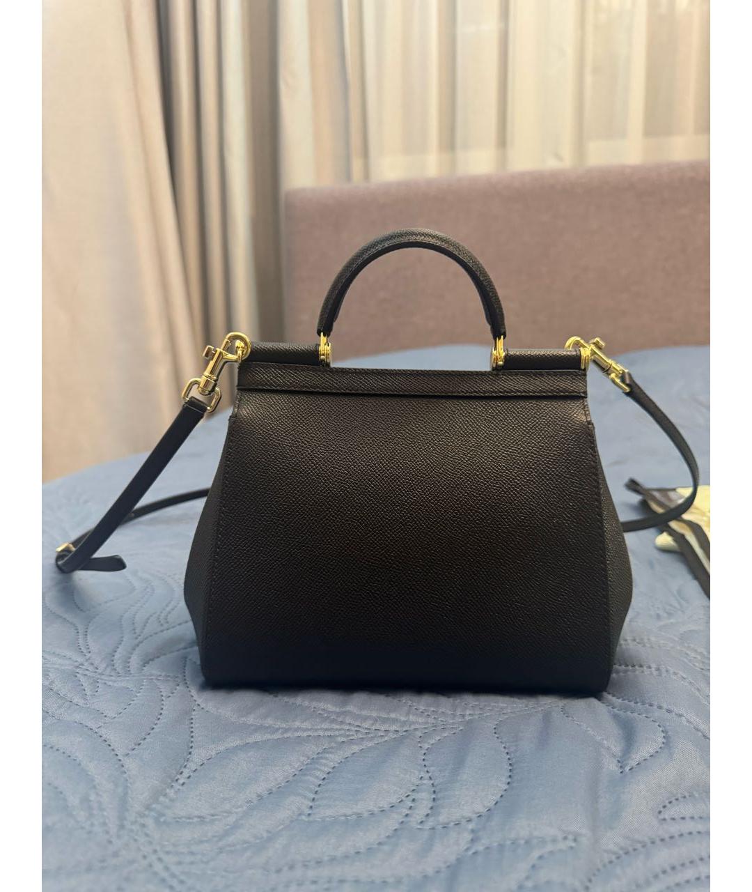 DOLCE&GABBANA Черная кожаная сумка с короткими ручками, фото 3