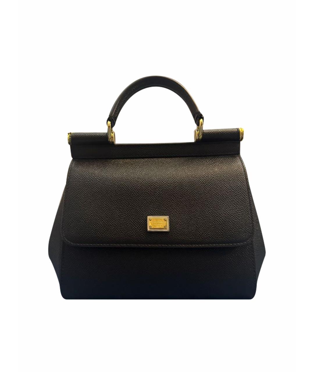 DOLCE&GABBANA Черная кожаная сумка с короткими ручками, фото 1