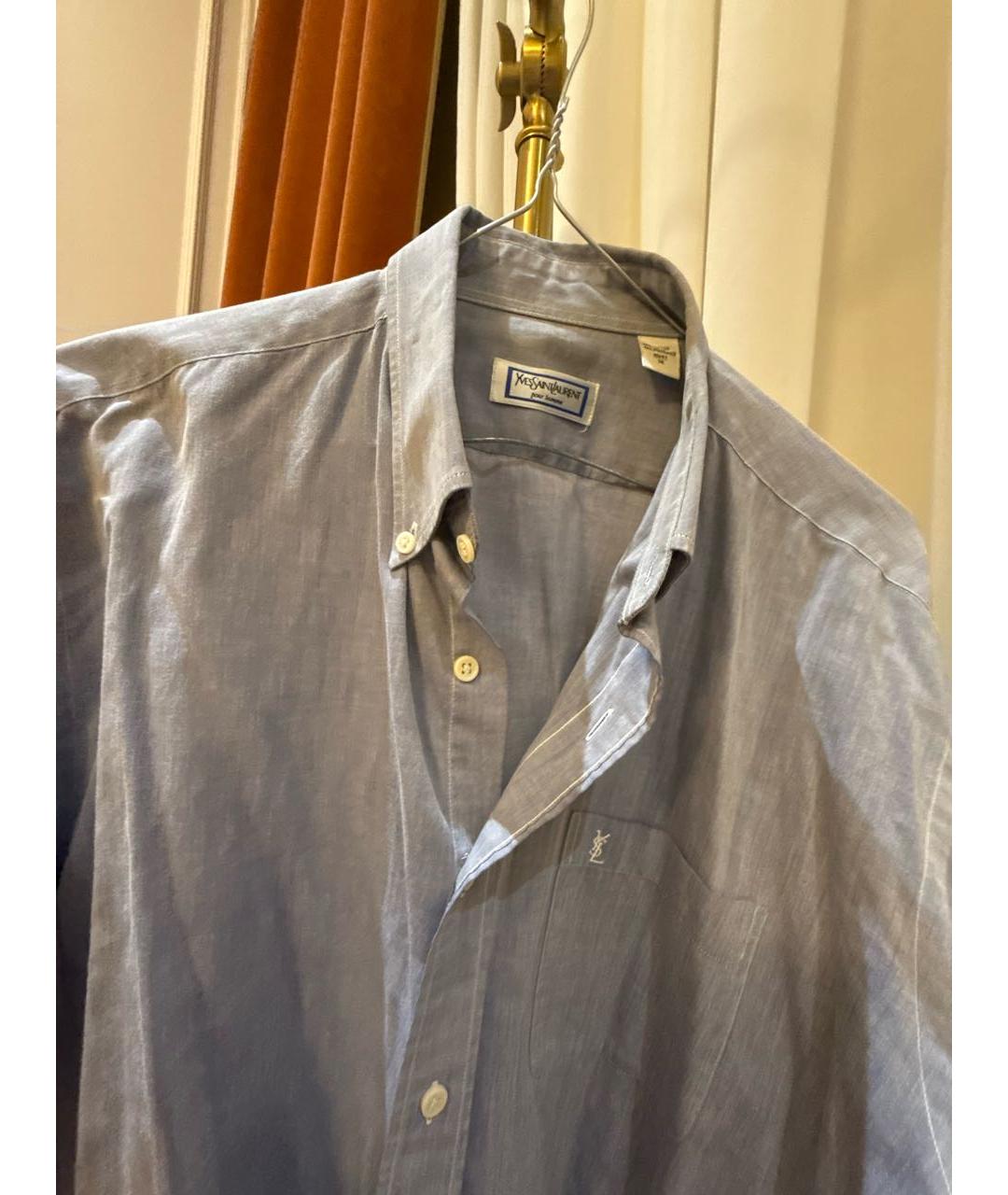 SAINT LAURENT Голубая хлопковая рубашка, фото 3