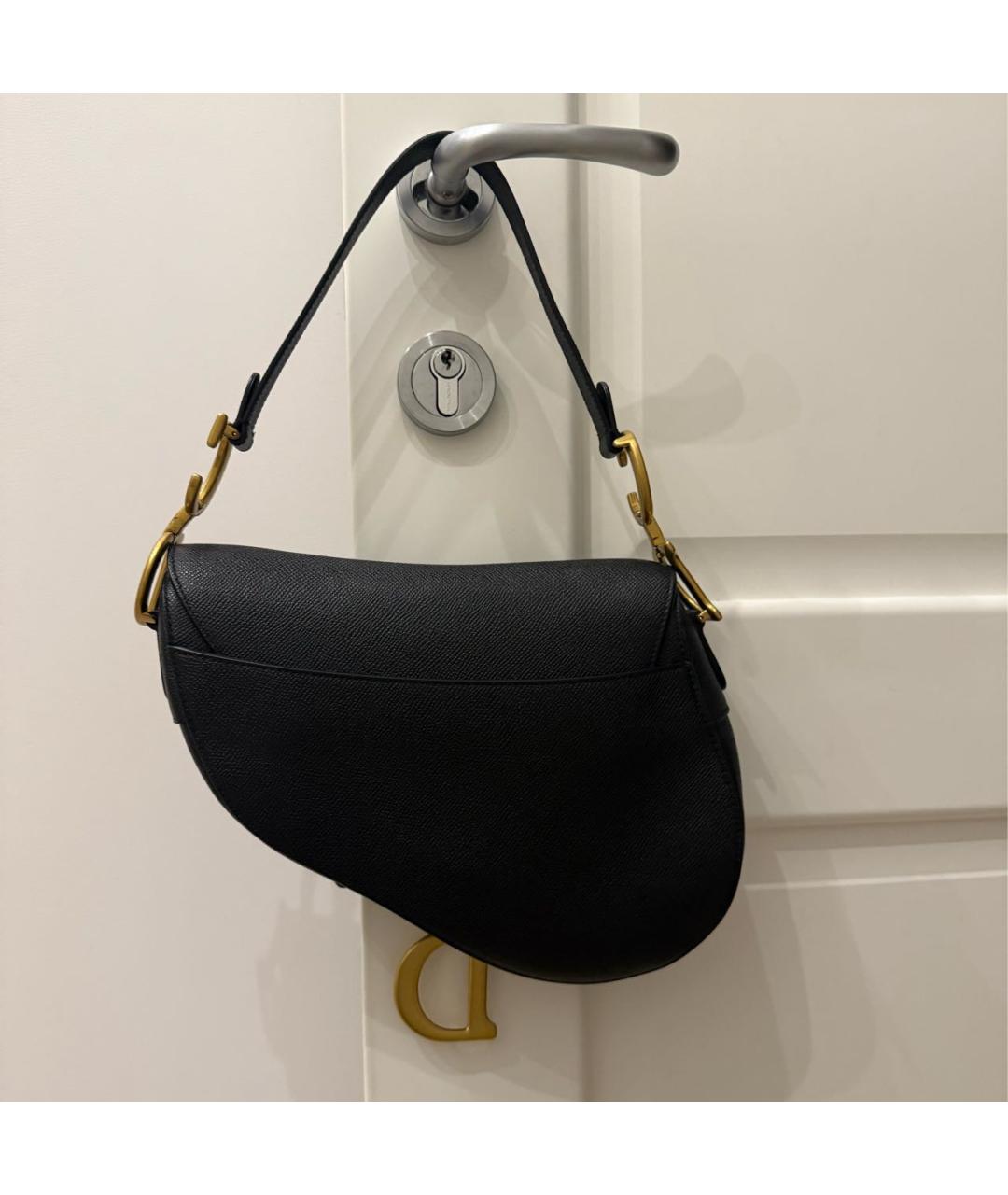 CHRISTIAN DIOR Черная кожаная сумка с короткими ручками, фото 4