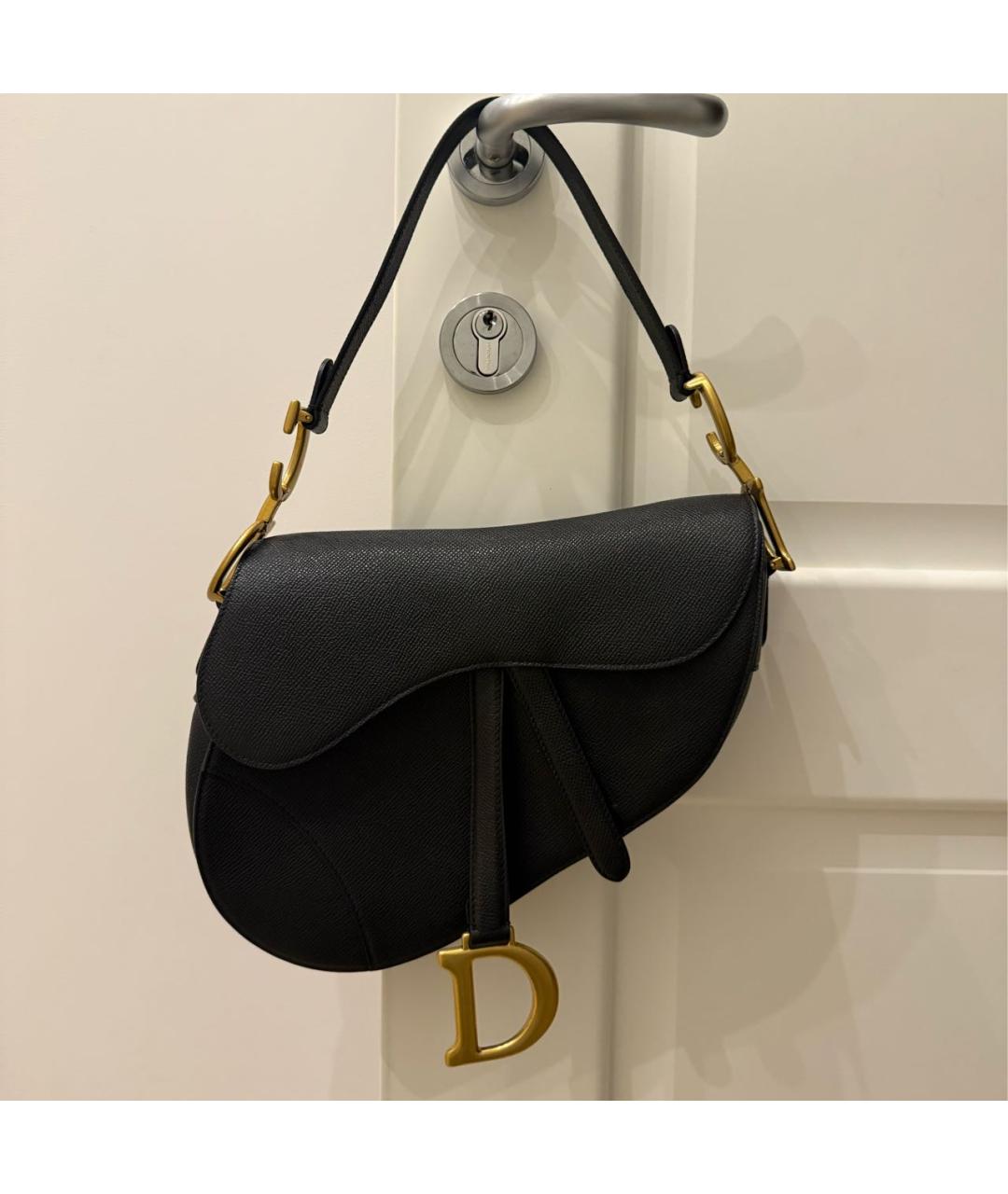 CHRISTIAN DIOR Черная кожаная сумка с короткими ручками, фото 7