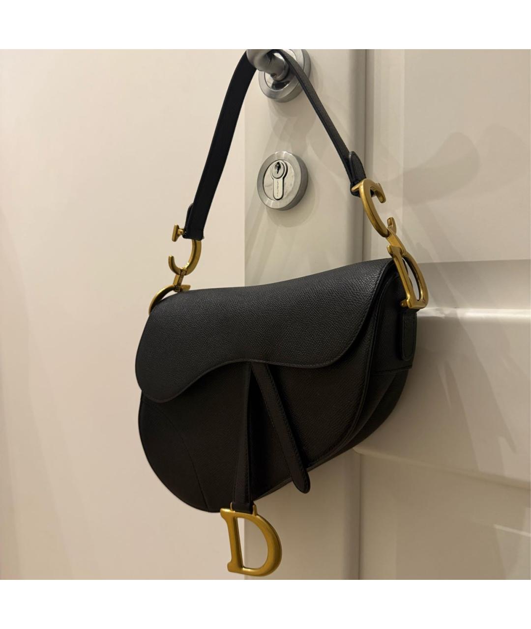 CHRISTIAN DIOR Черная кожаная сумка с короткими ручками, фото 2