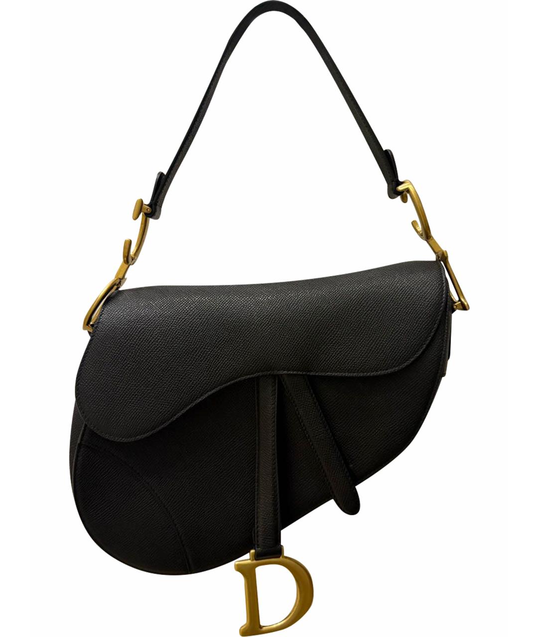 CHRISTIAN DIOR Черная кожаная сумка с короткими ручками, фото 1