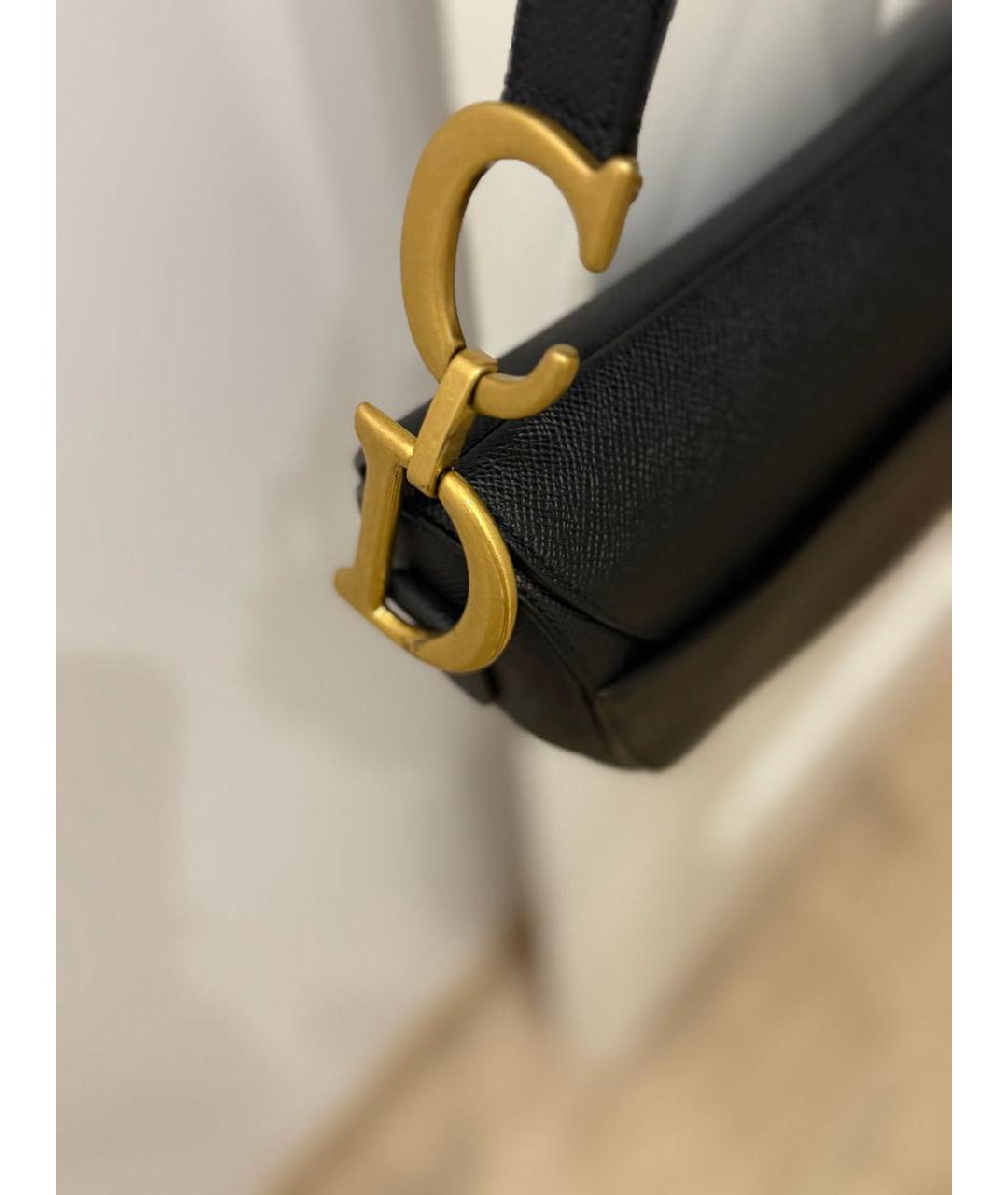 CHRISTIAN DIOR Черная кожаная сумка с короткими ручками, фото 6