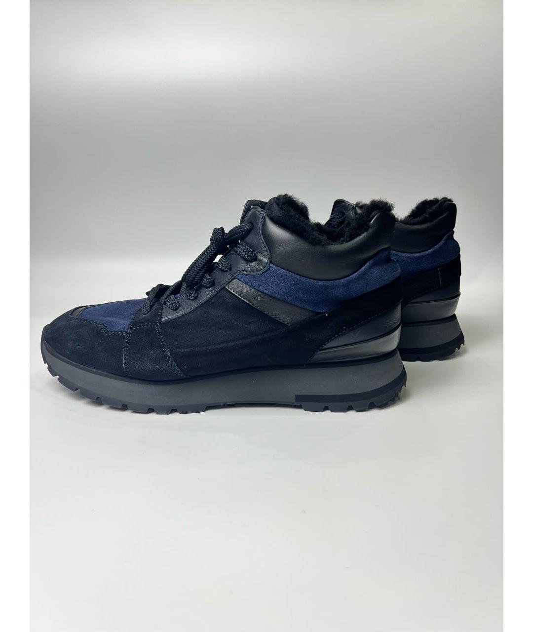 SANTONI Темно-синие замшевые высокие кроссовки / кеды, фото 6