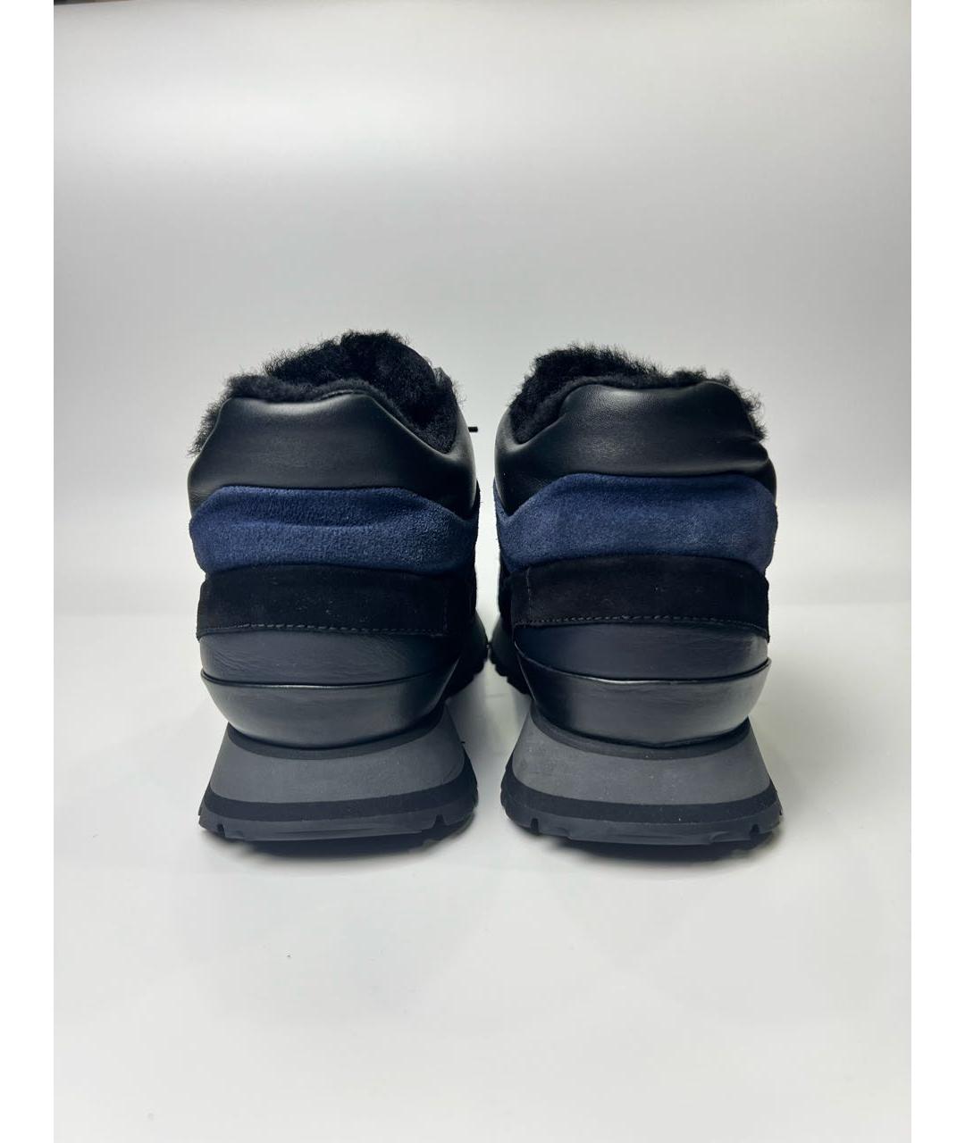 SANTONI Темно-синие замшевые высокие кроссовки / кеды, фото 5