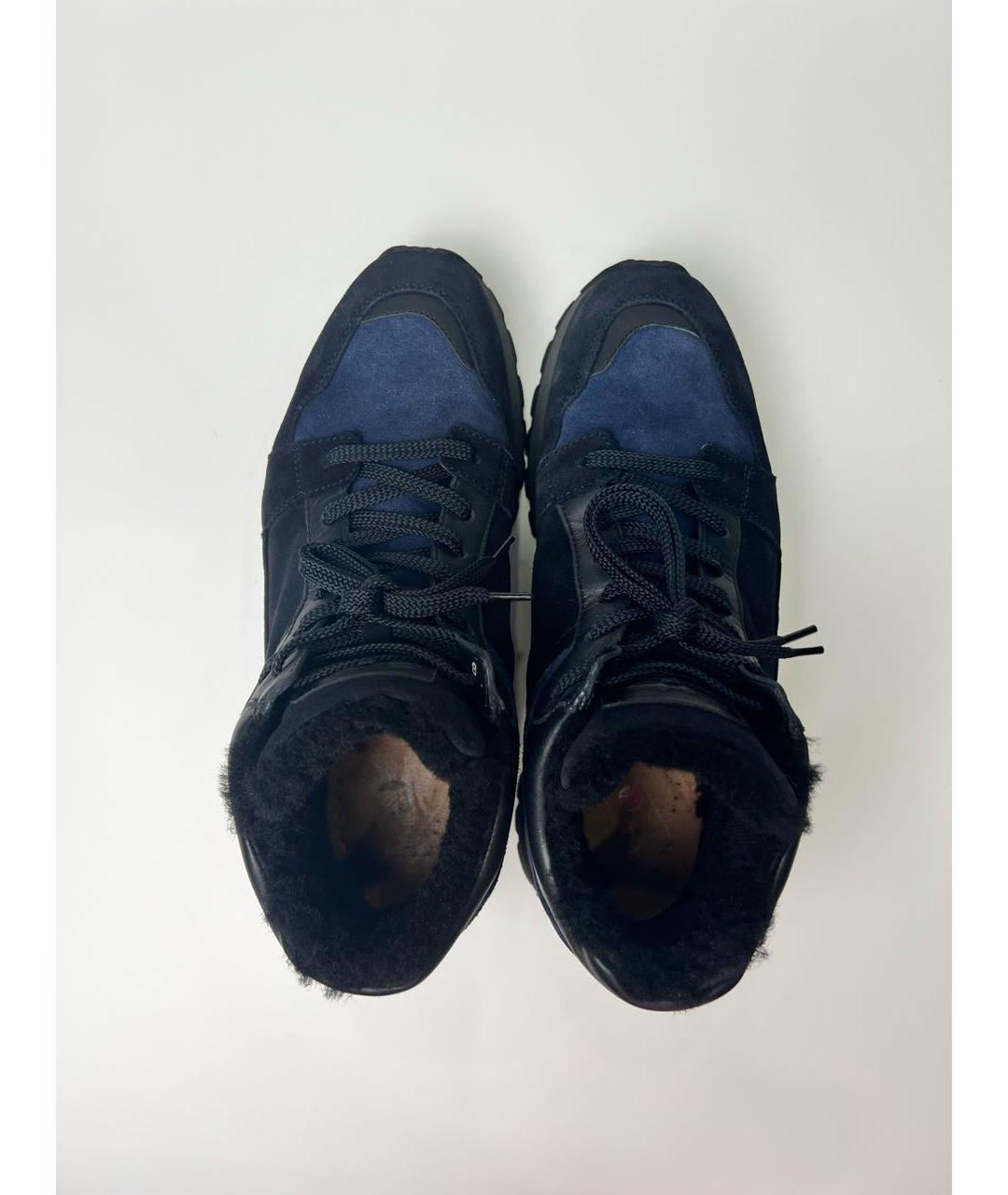 SANTONI Темно-синие замшевые высокие кроссовки / кеды, фото 4