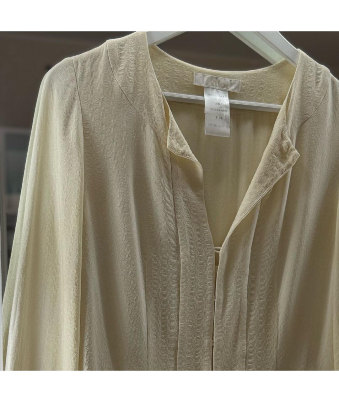 CHLOE Бежевое шелковое повседневное платье, фото 3