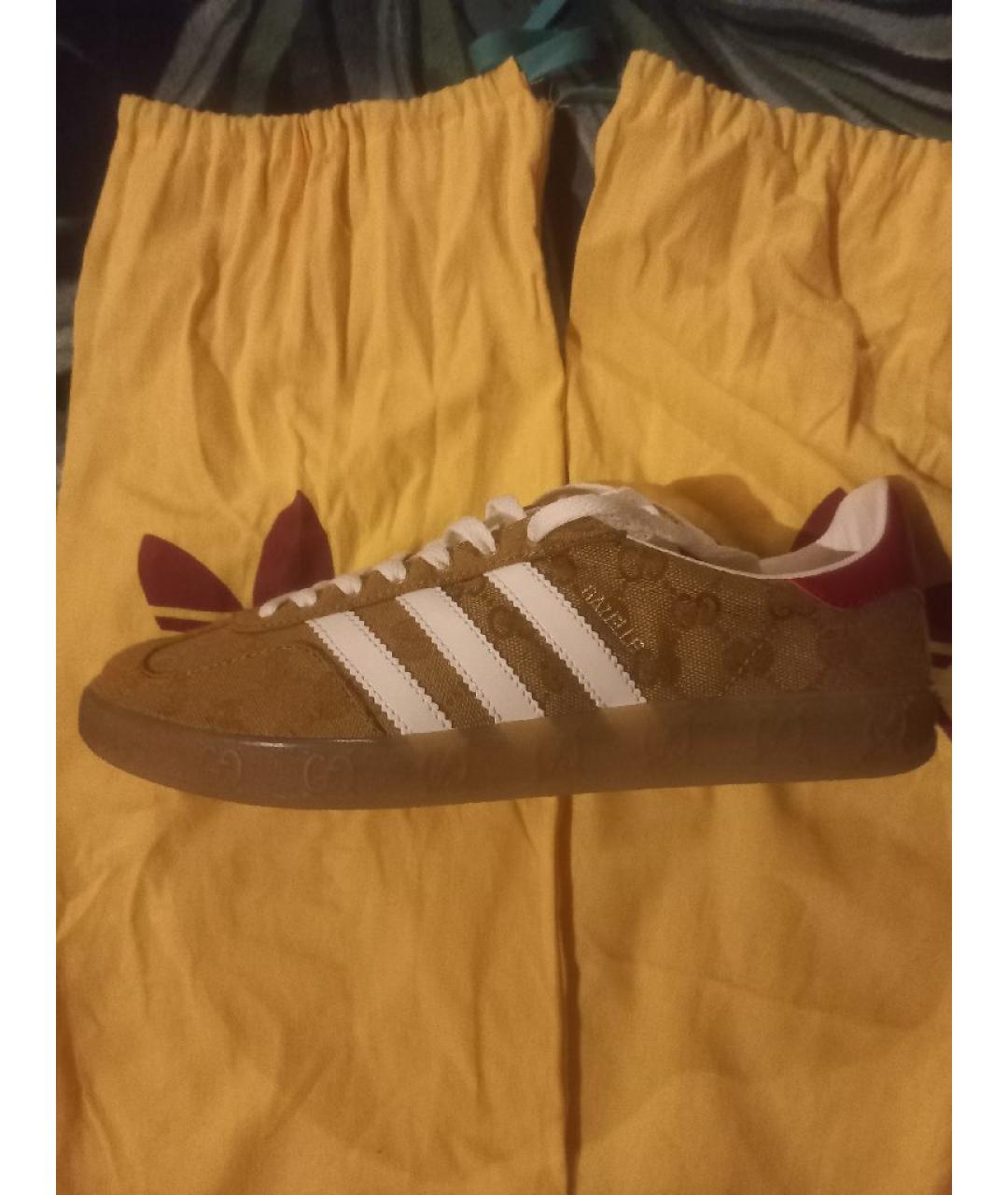 GUCCI Горчичные текстильные низкие кроссовки / кеды, фото 7