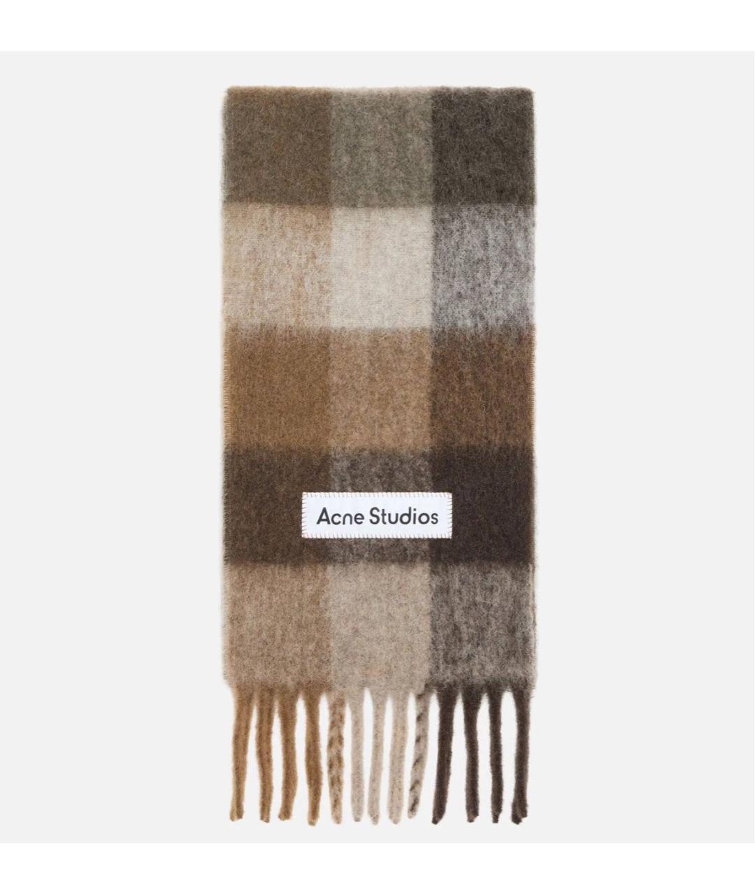 ACNE STUDIOS Коричневый шерстяной шарф, фото 4