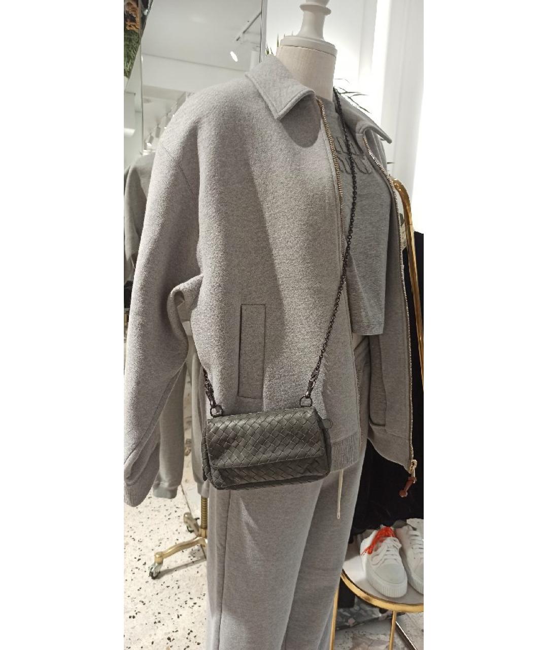 BOTTEGA VENETA Серая кожаная сумка через плечо, фото 9