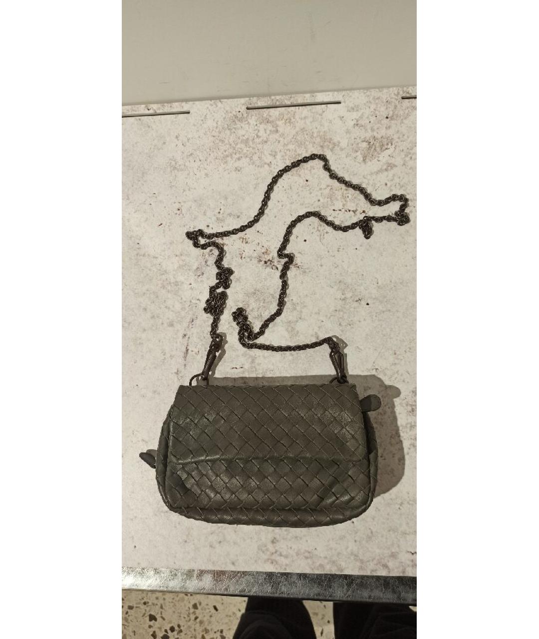 BOTTEGA VENETA Серая кожаная сумка через плечо, фото 7