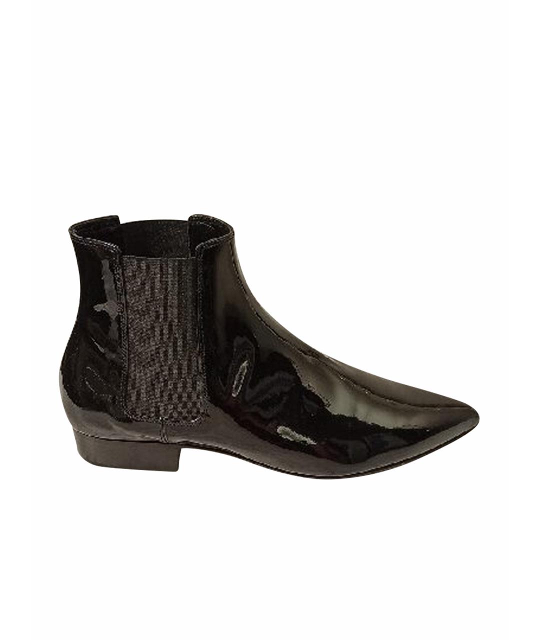 SAINT LAURENT Черные ботильоны из лакированной кожи, фото 1