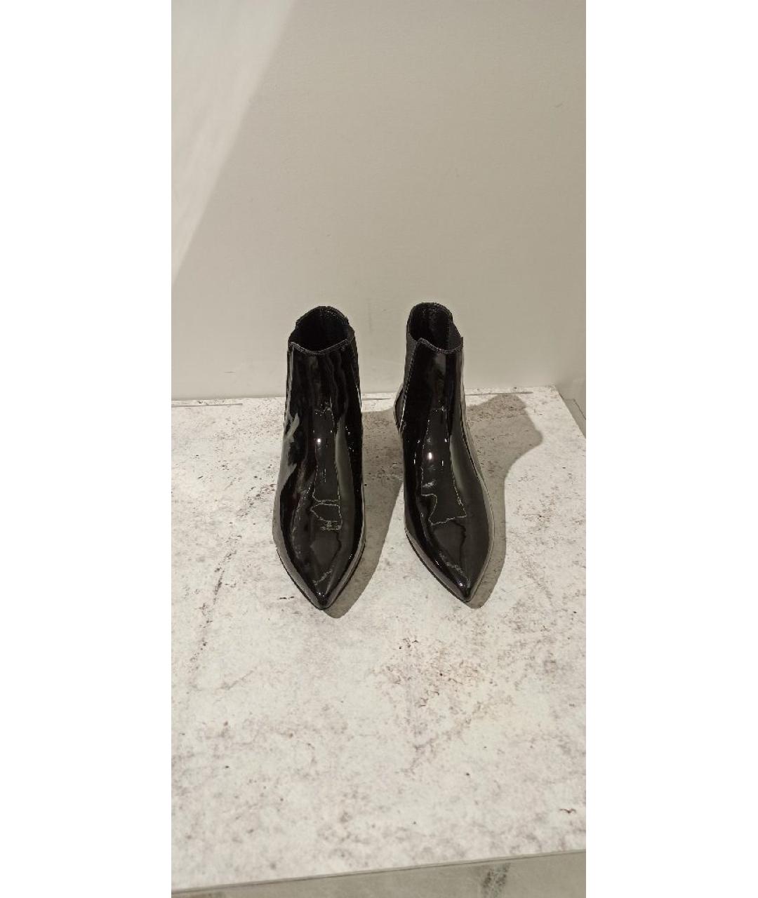 SAINT LAURENT Черные ботильоны из лакированной кожи, фото 2