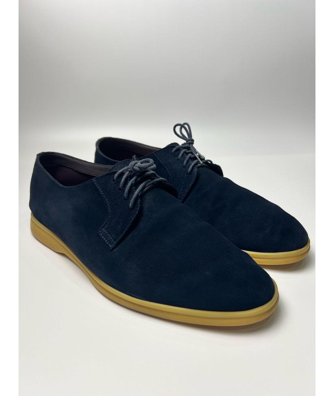 LORO PIANA Темно-синие замшевые туфли, фото 2