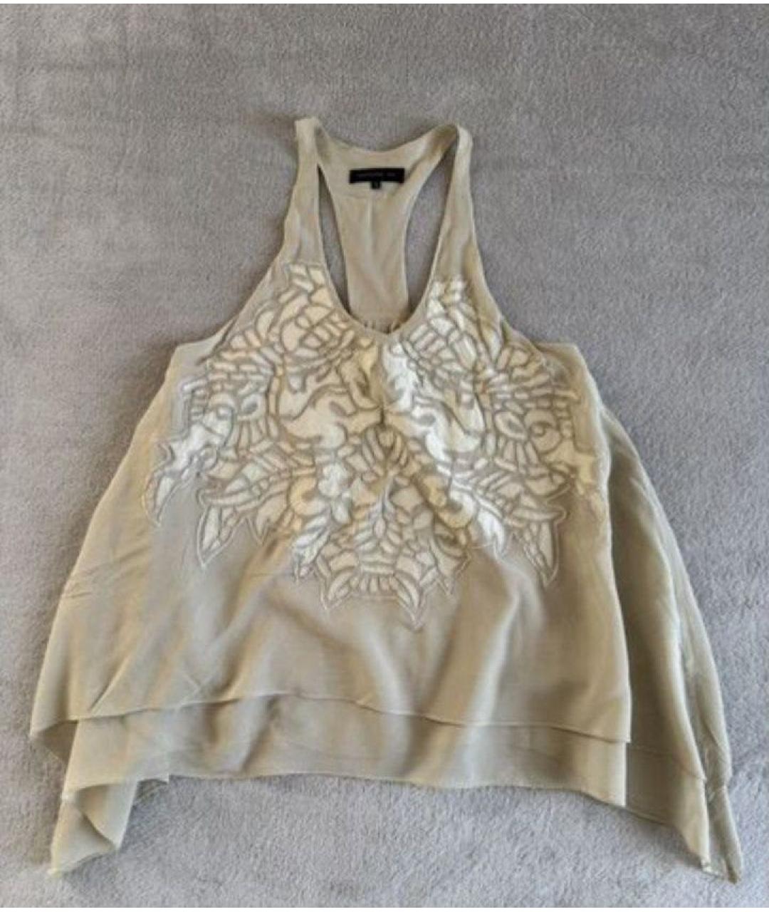 BARBARA BUI Бежевая шелковая майка, фото 6