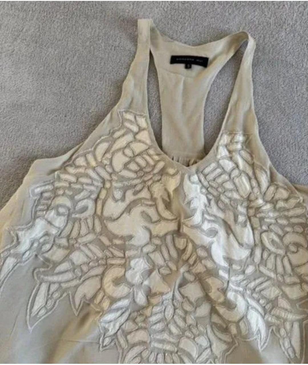 BARBARA BUI Бежевая шелковая майка, фото 2