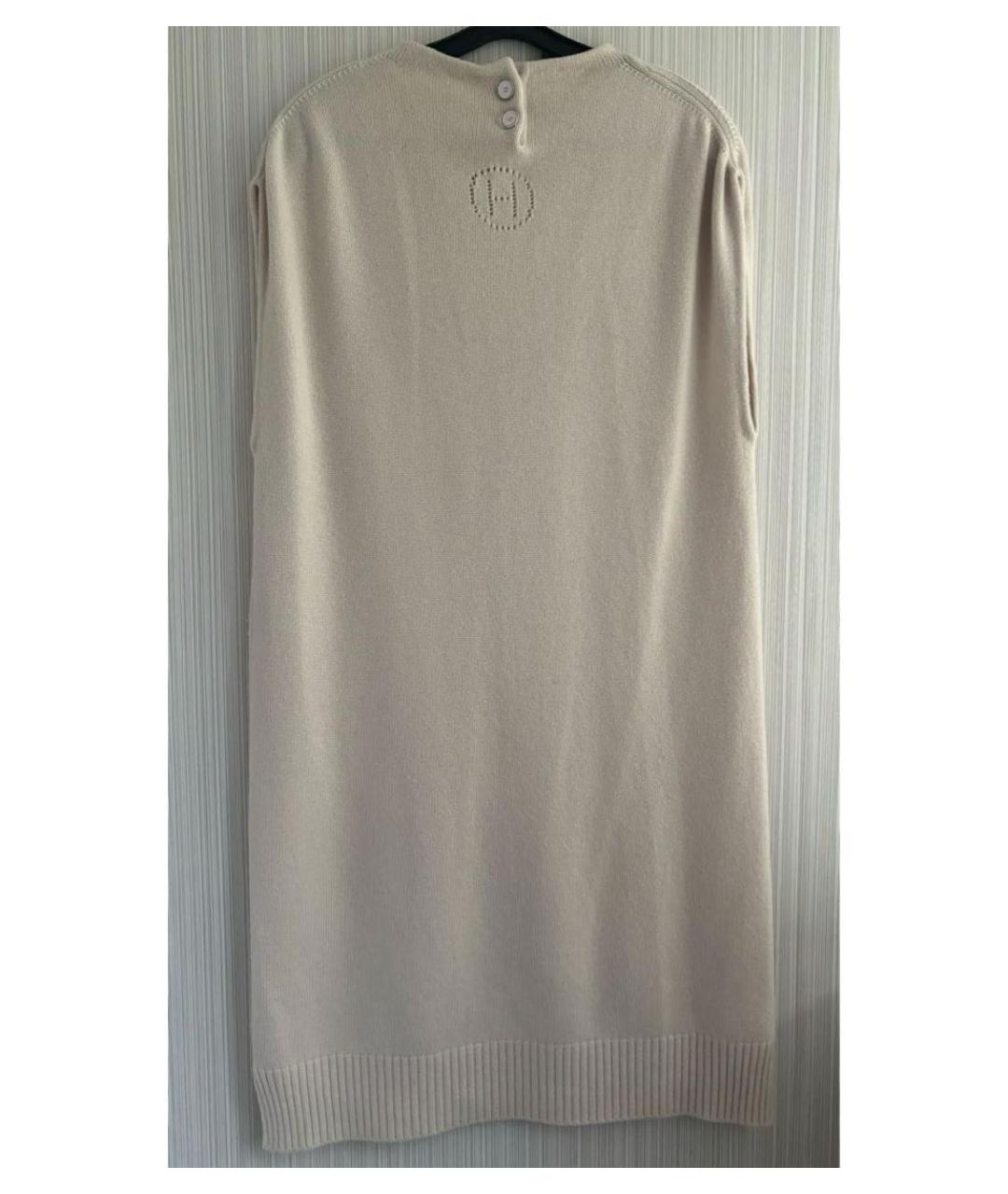 HERMES Бежевое кашемировое повседневное платье, фото 9