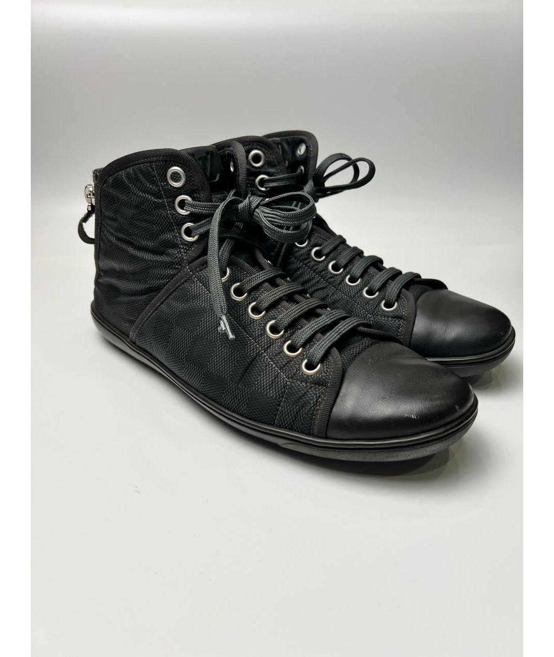 LOUIS VUITTON Черные кожаные высокие кроссовки / кеды, фото 6
