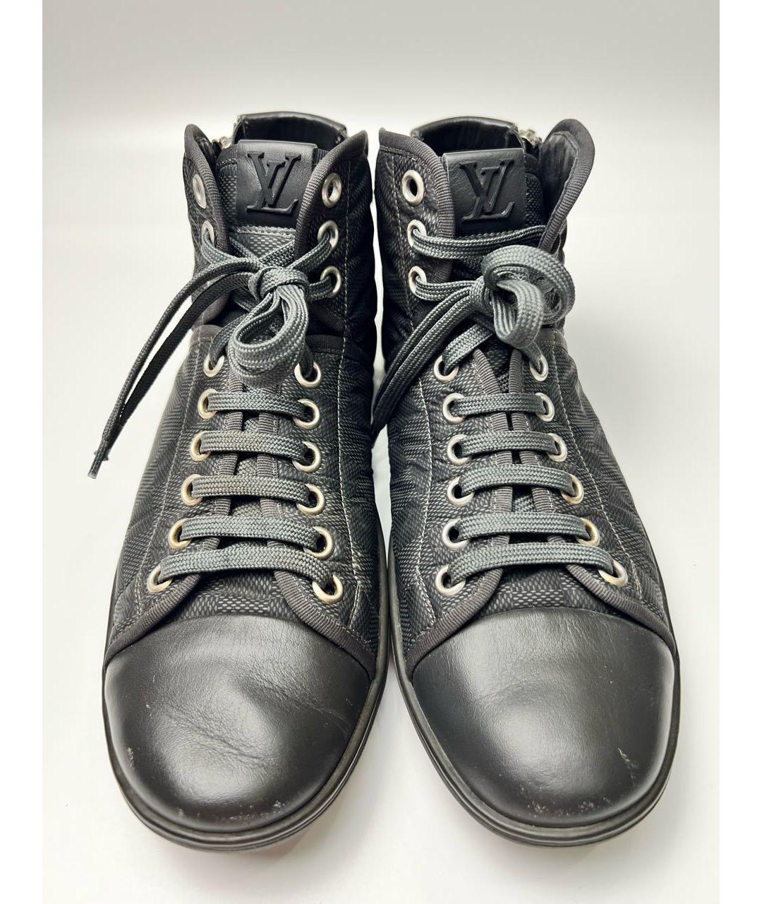 LOUIS VUITTON Черные кожаные высокие кроссовки / кеды, фото 3