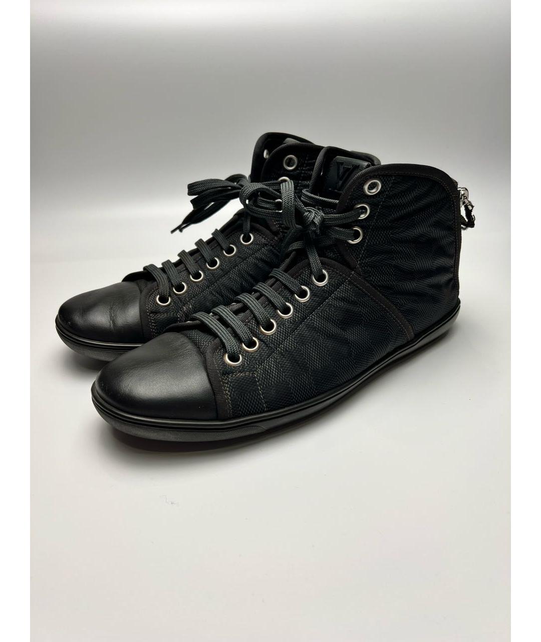 LOUIS VUITTON Черные кожаные высокие кроссовки / кеды, фото 2