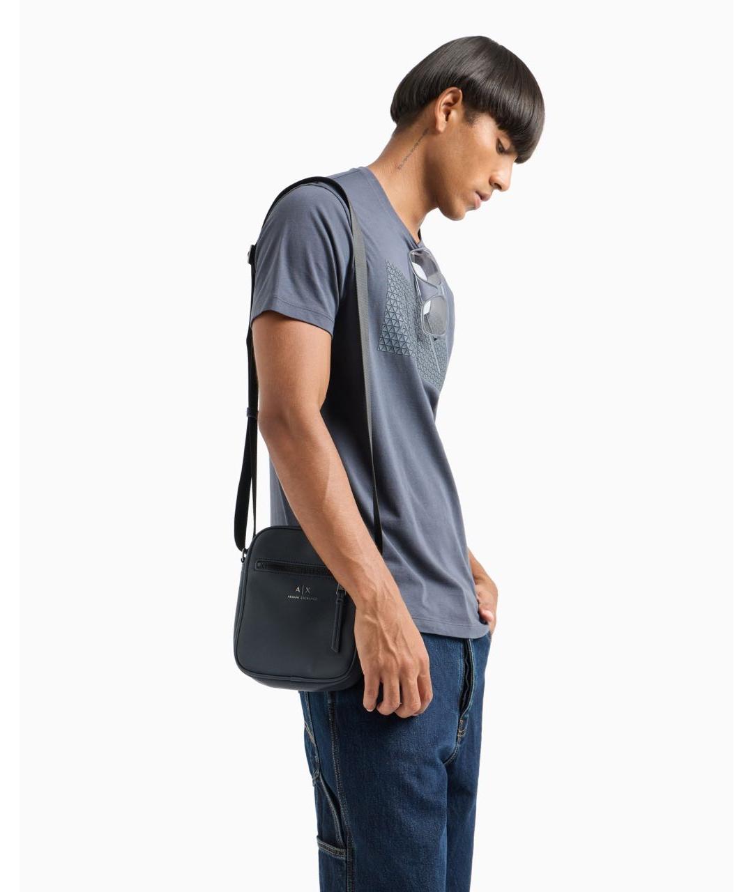 ARMANI EXCHANGE Темно-синяя сумка на плечо из искусственной кожи, фото 6