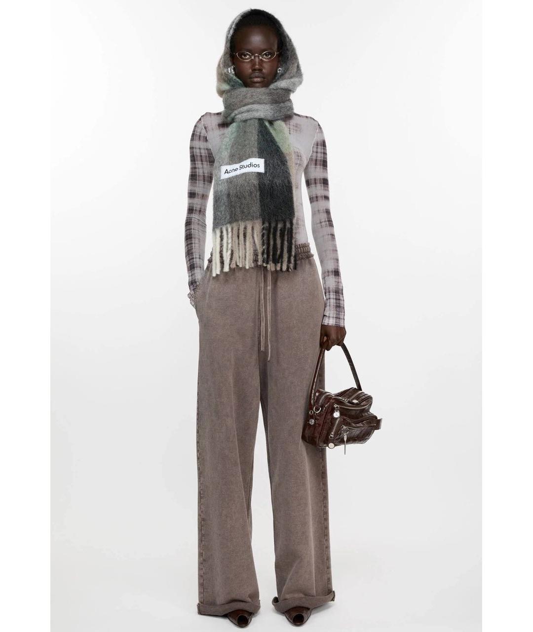 ACNE STUDIOS Серый шерстяной шарф, фото 2