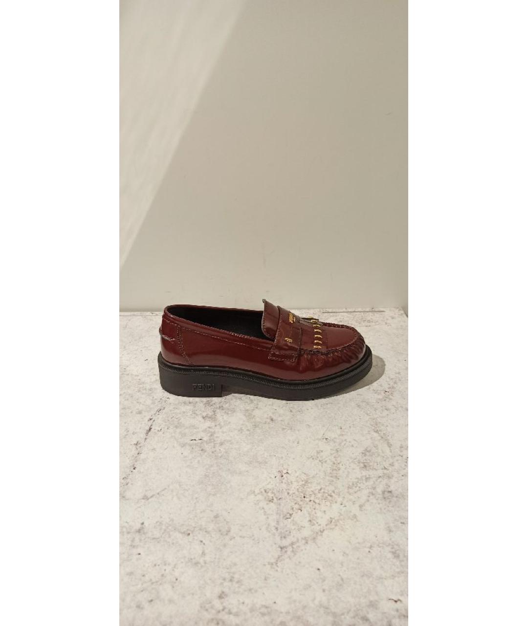 FENDI Красные кожаные лоферы, фото 7