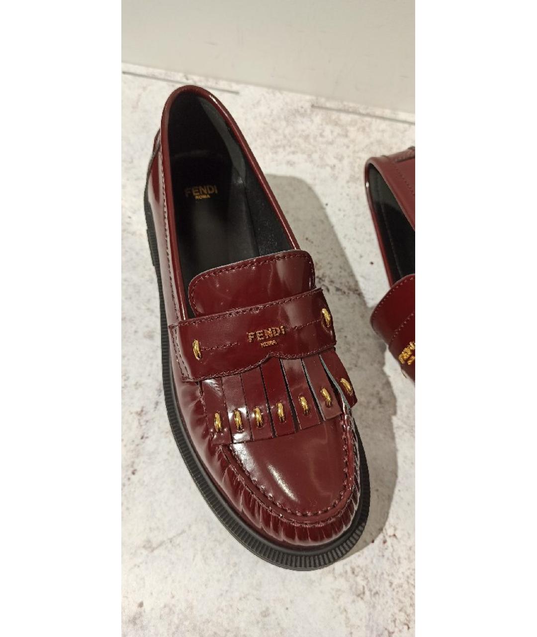 FENDI Красные кожаные лоферы, фото 5