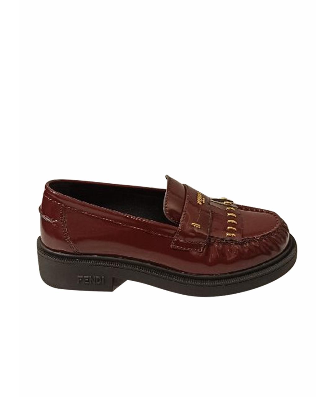 FENDI Красные кожаные лоферы, фото 1