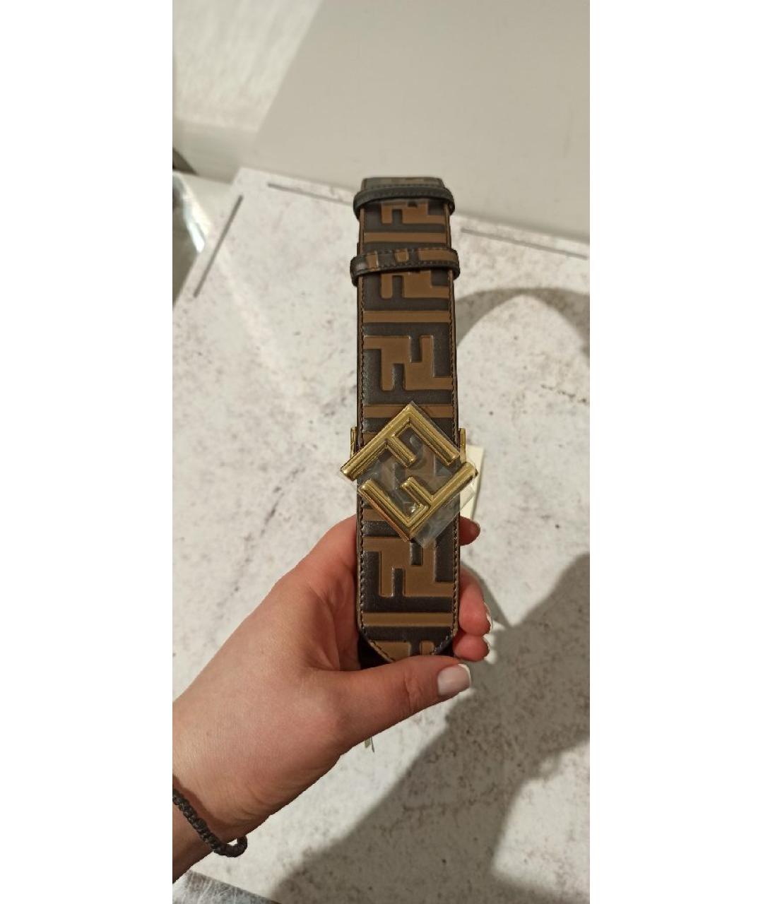 FENDI Коричневый кожаный ремень, фото 3