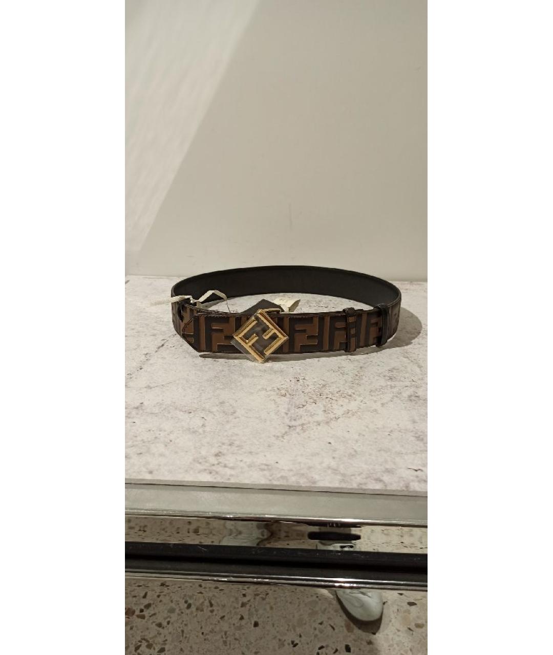 FENDI Коричневый кожаный ремень, фото 2