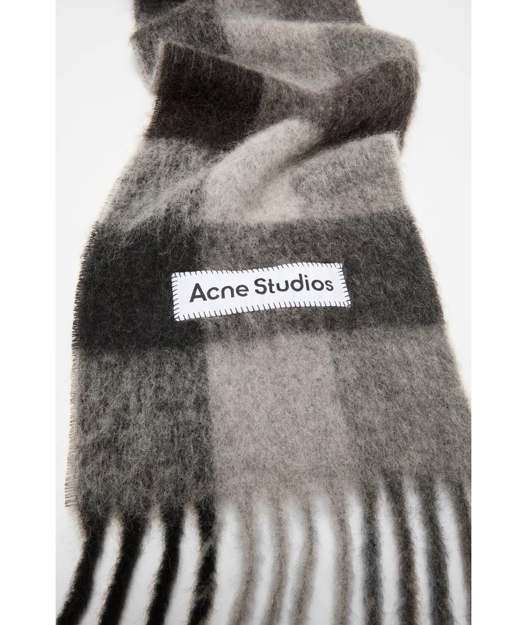 ACNE STUDIOS Серый шерстяной шарф, фото 3