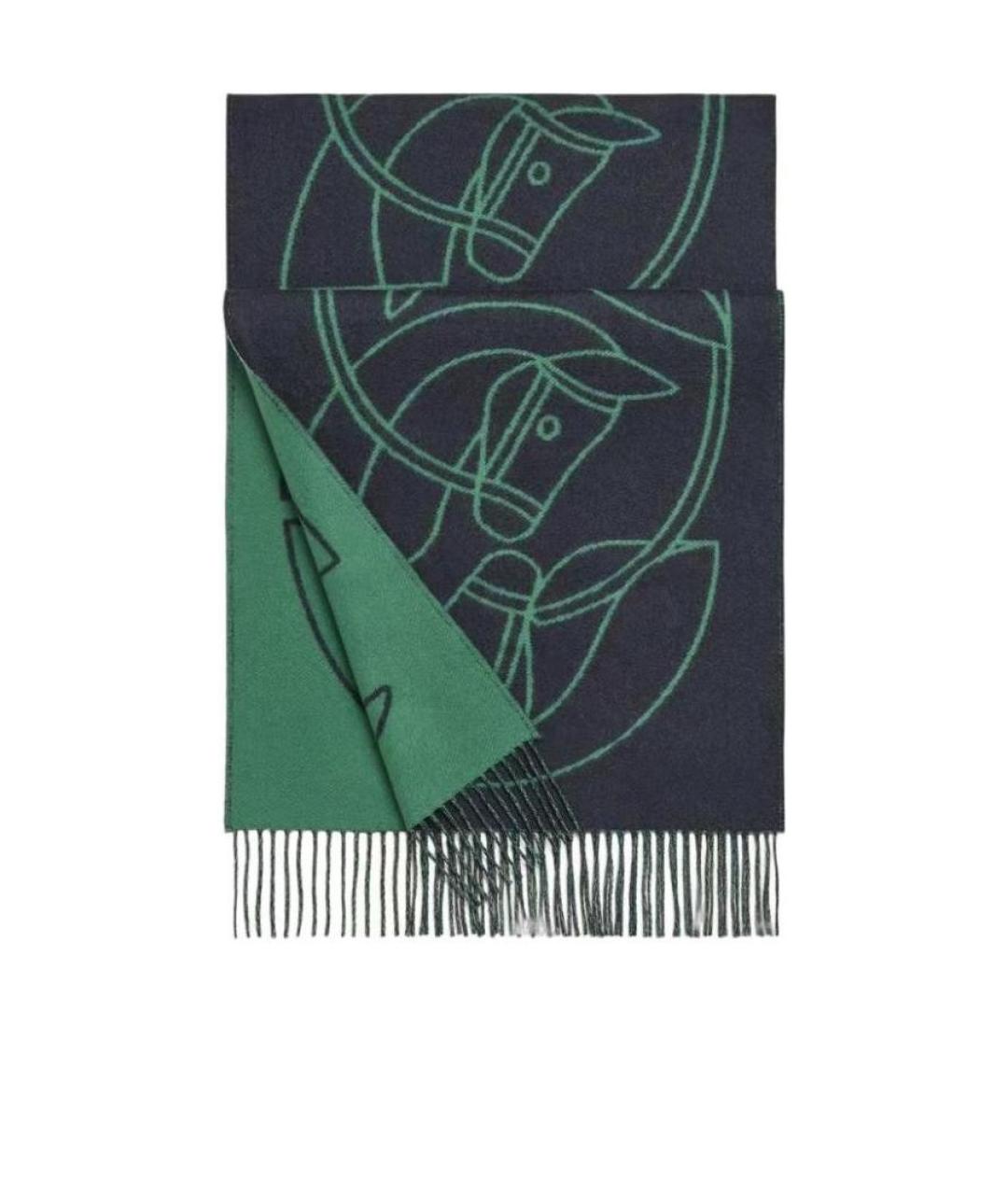 HERMES Зеленый кашемировый шарф, фото 1