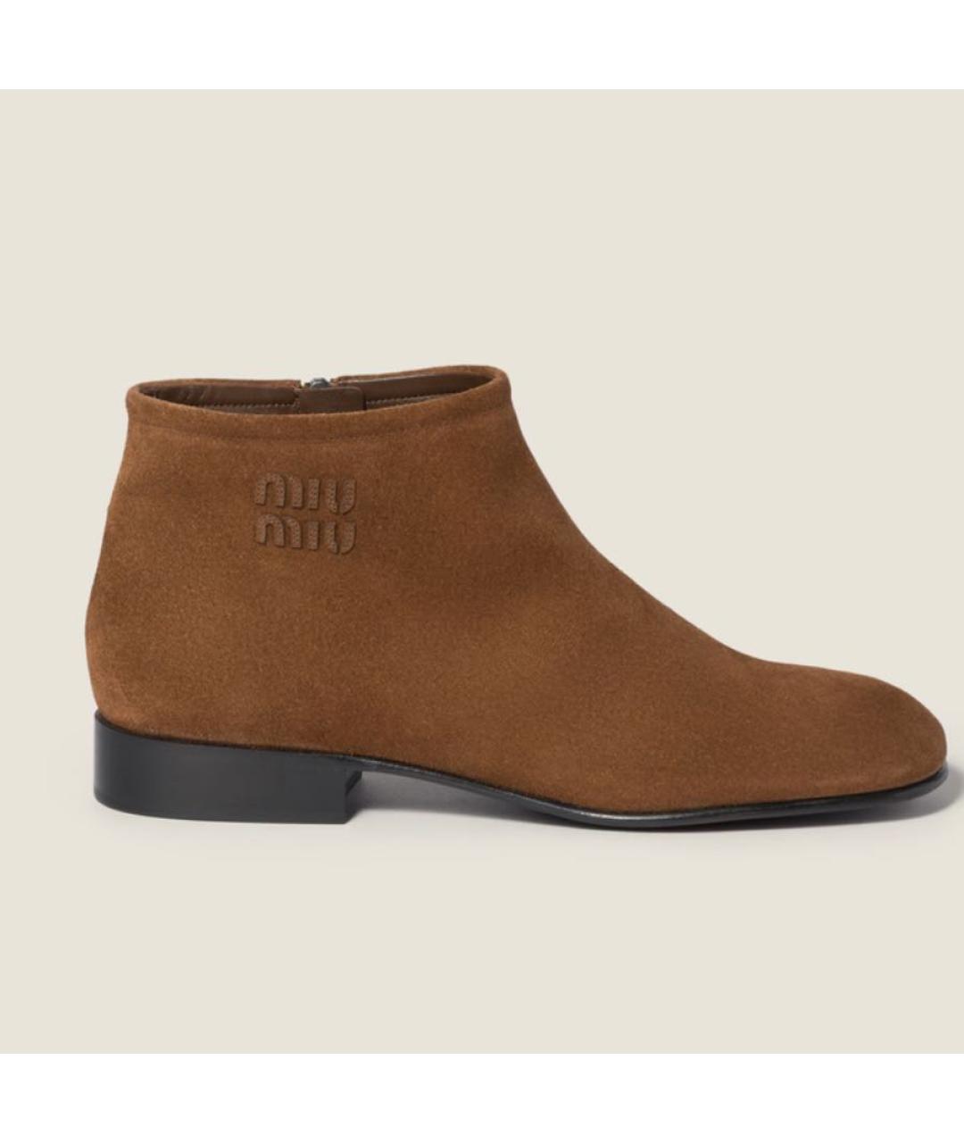 MIU MIU Коричневые замшевые ботинки, фото 5