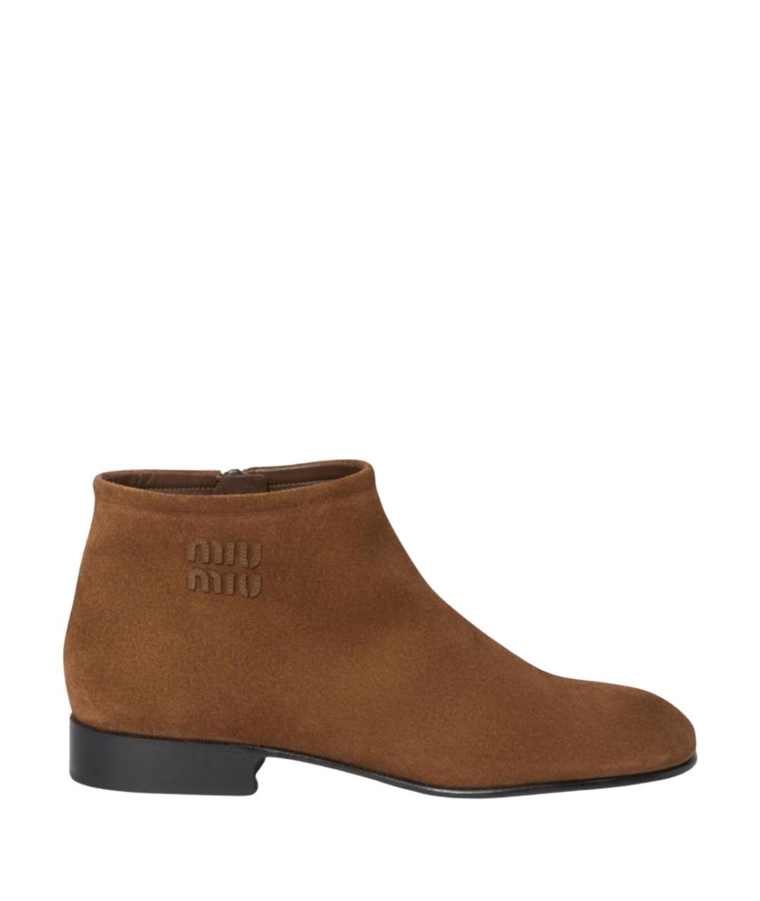 MIU MIU Коричневые замшевые ботинки, фото 1