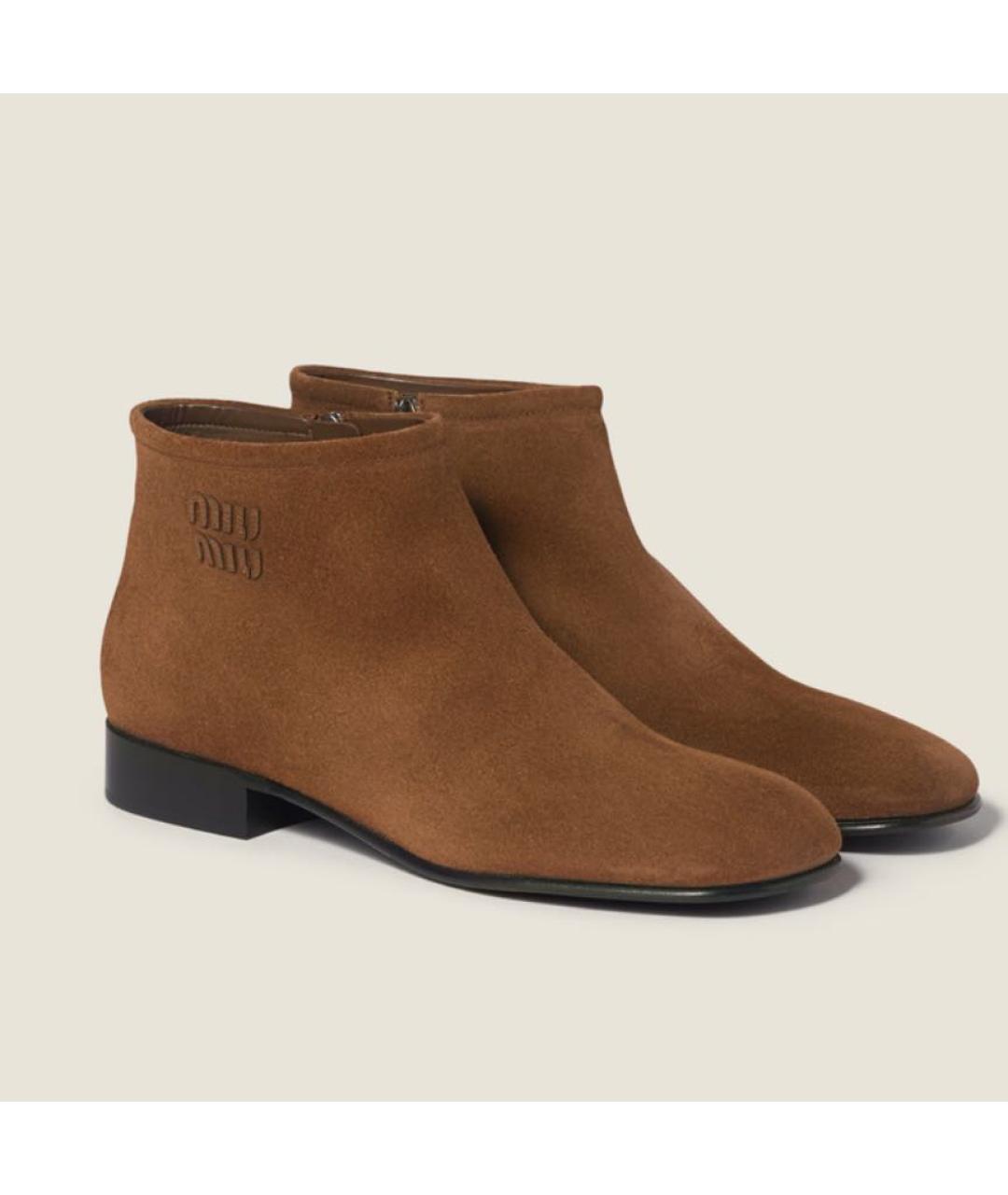 MIU MIU Коричневые замшевые ботинки, фото 2