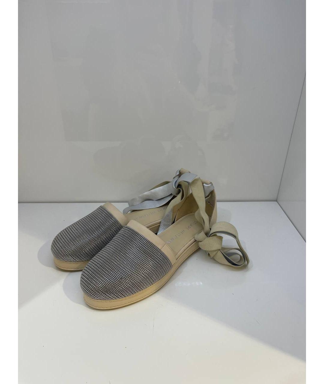 STUART WEITZMAN Серебряные кожаные эспадрильи, фото 2