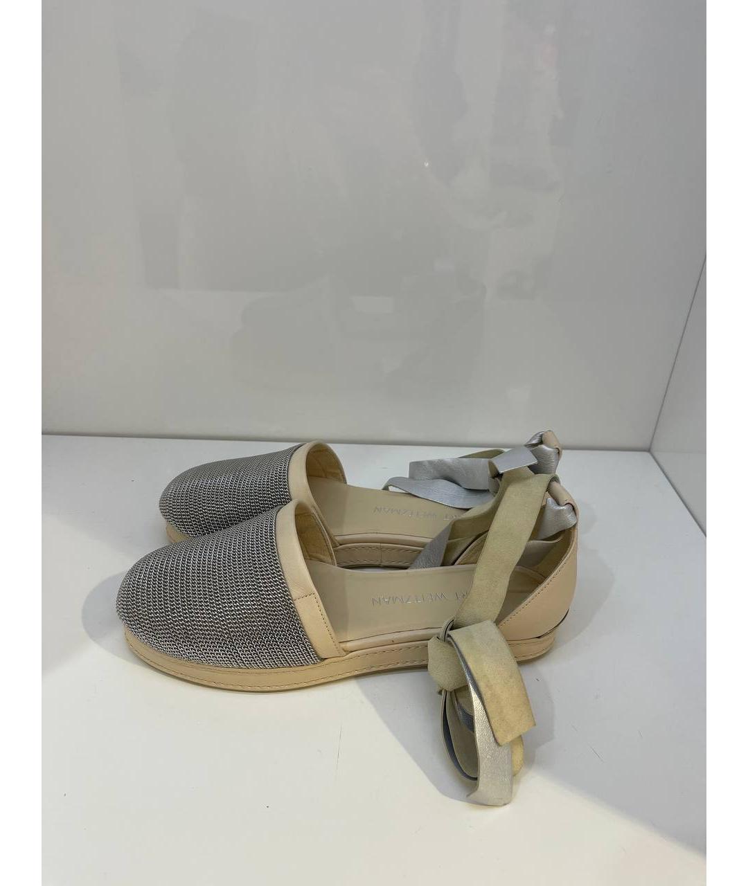 STUART WEITZMAN Серебряные кожаные эспадрильи, фото 4