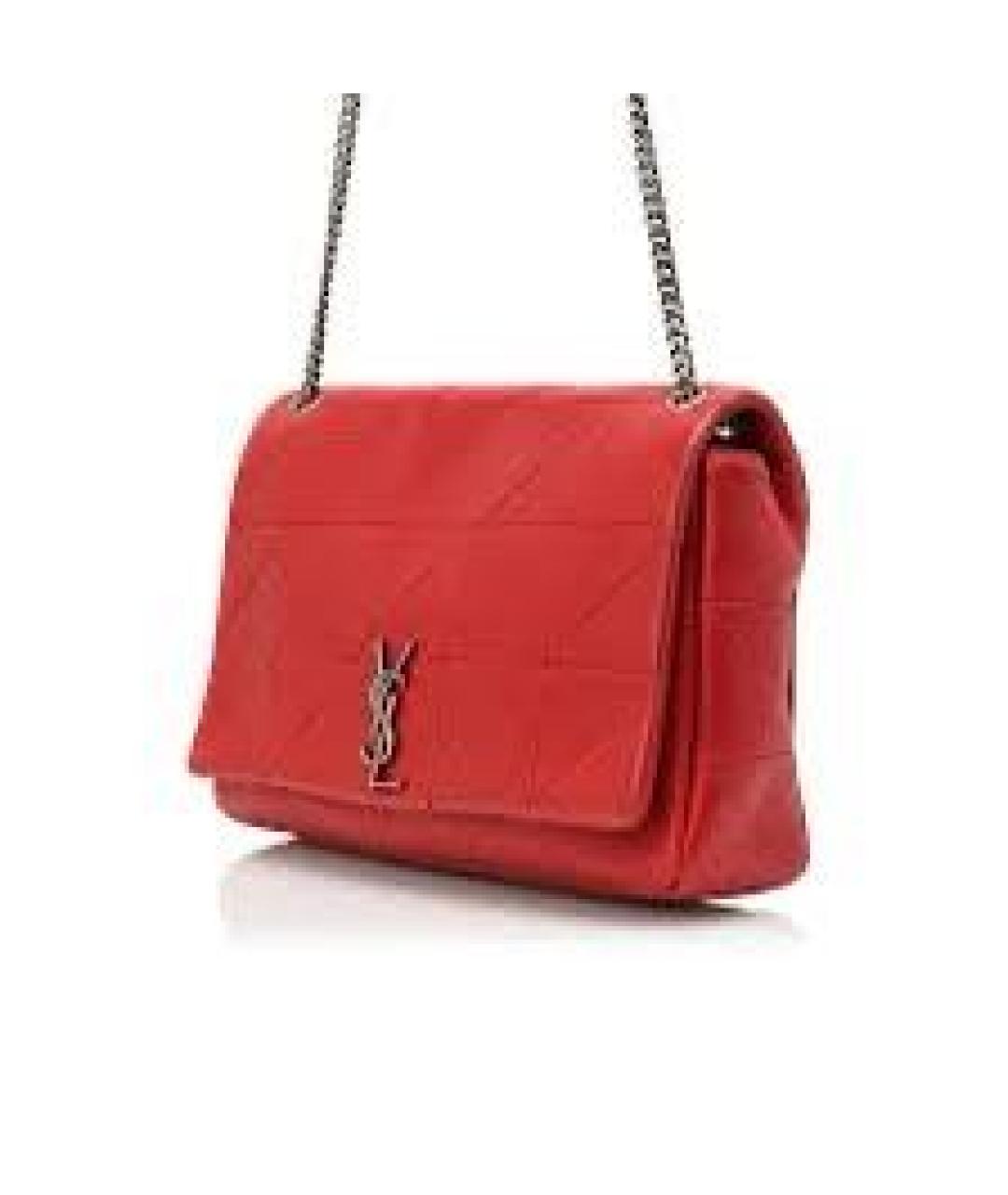 SAINT LAURENT Красная кожаная сумка через плечо, фото 2