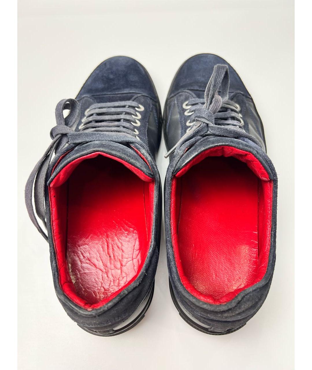 BILLIONAIRE Темно-синие кожаные низкие кроссовки / кеды, фото 3