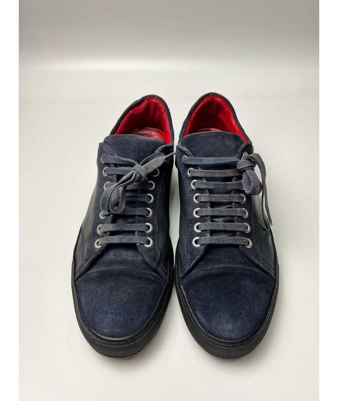 BILLIONAIRE Темно-синие кожаные низкие кроссовки / кеды, фото 2