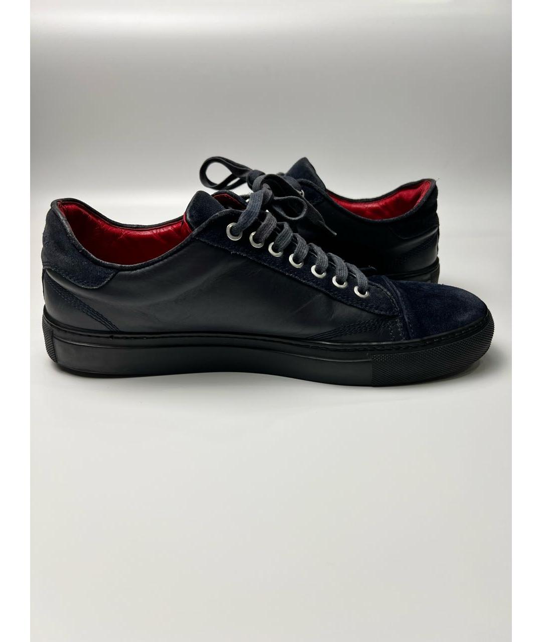 BILLIONAIRE Темно-синие кожаные низкие кроссовки / кеды, фото 7