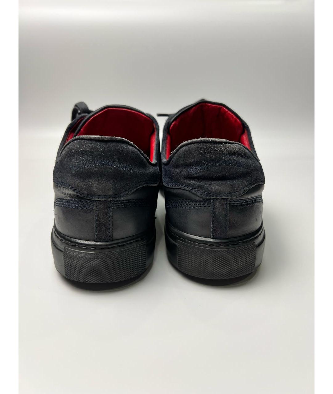 BILLIONAIRE Темно-синие кожаные низкие кроссовки / кеды, фото 4