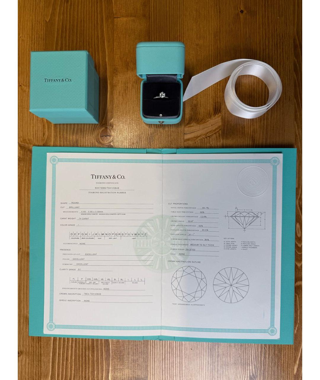 TIFFANY&CO Серебряное платиновое кольцо, фото 5