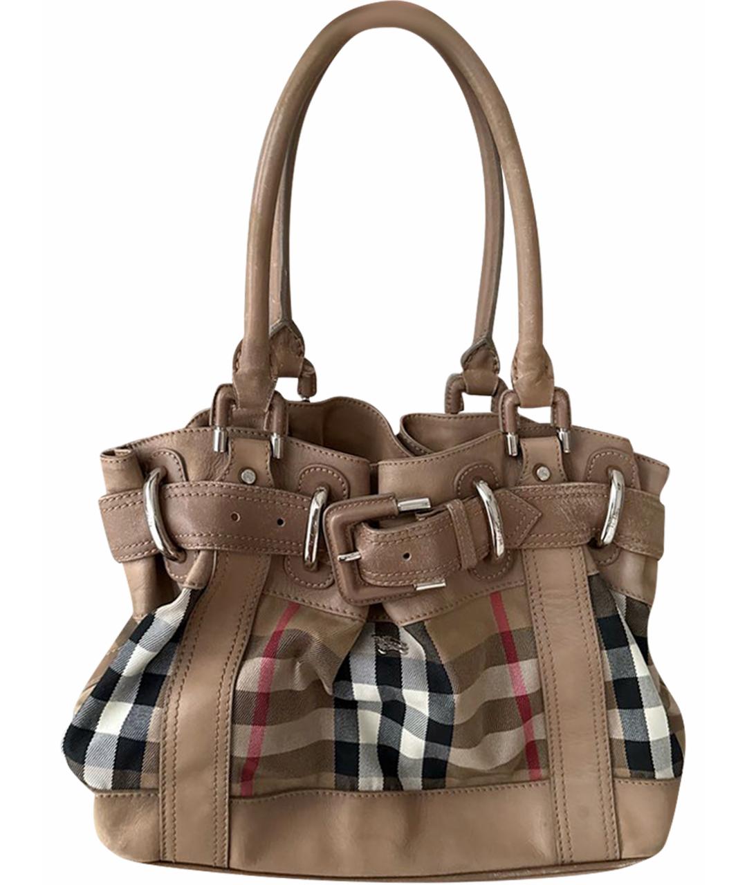 BURBERRY Бежевая тканевая сумка с короткими ручками, фото 1