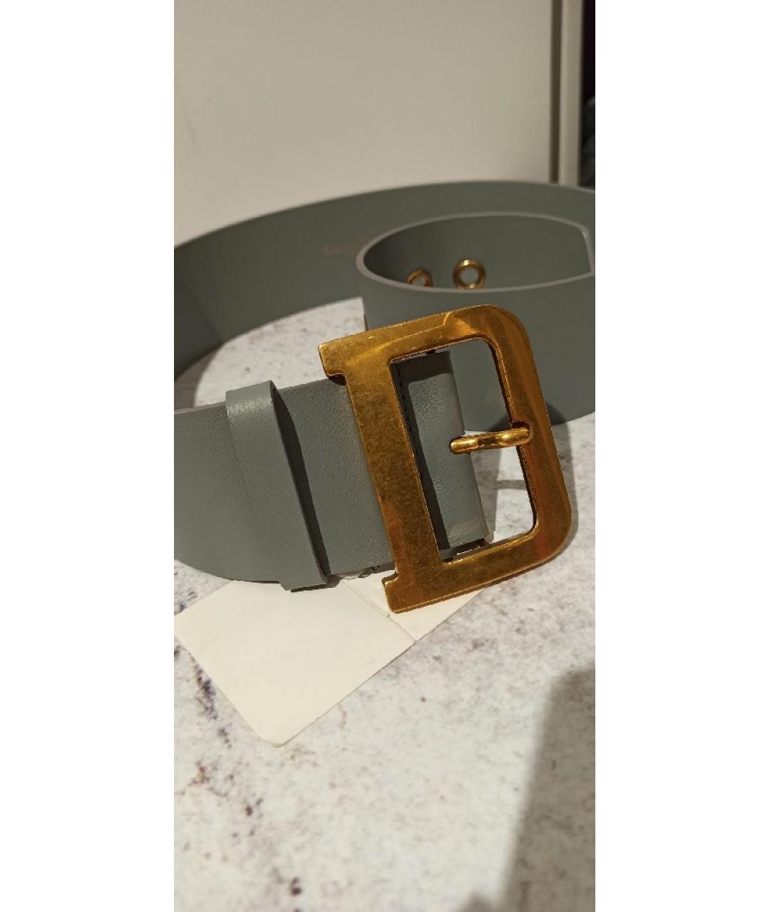 CHRISTIAN DIOR Серый кожаный ремень, фото 3