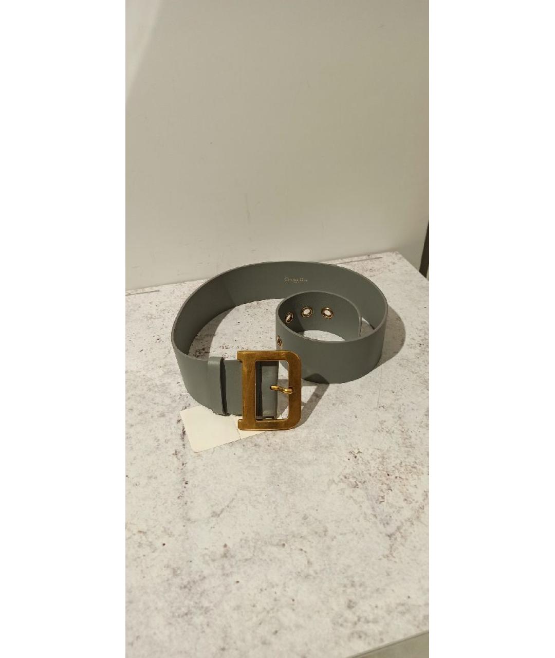 CHRISTIAN DIOR Серый кожаный ремень, фото 2