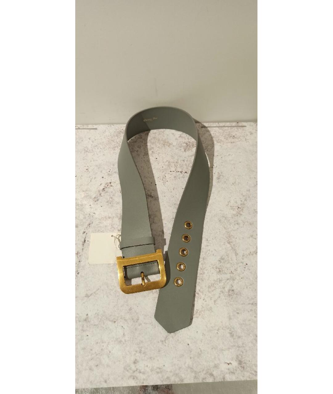 CHRISTIAN DIOR Серый кожаный ремень, фото 4