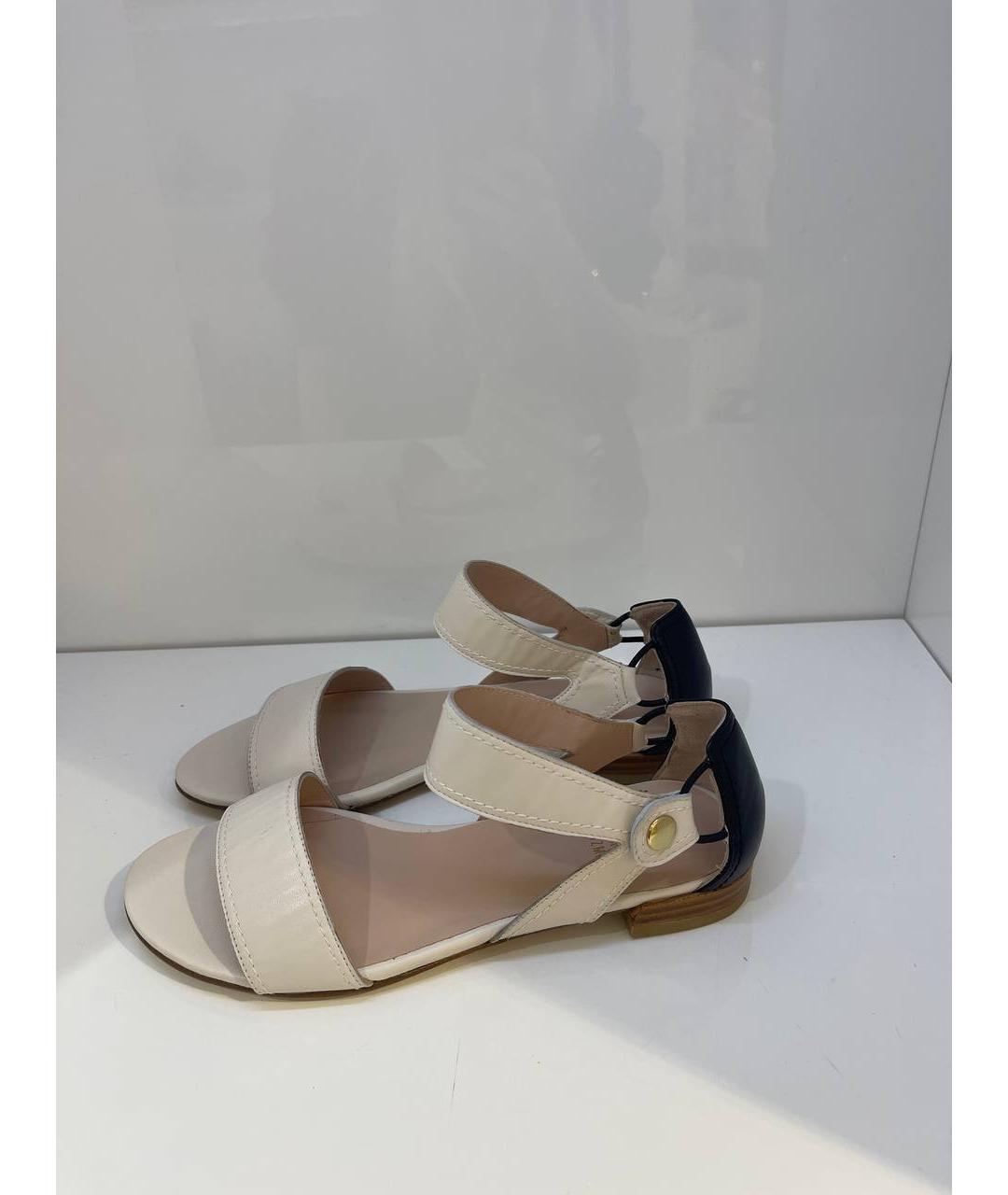 STUART WEITZMAN Бежевые кожаные босоножки, фото 4